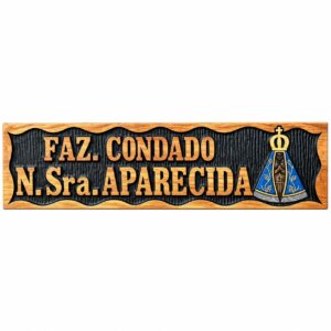 Placa Linha Mestre Ouro Placa Entalhada Artesanal Manual 2x45 Metros